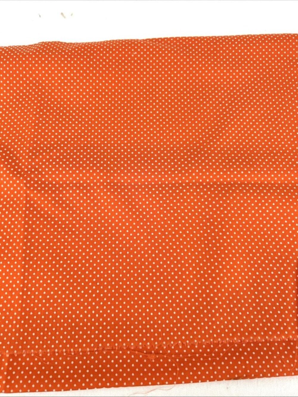 Swiss Dot Fabric Cotton Orange White Dots 45 x 25" Vintage